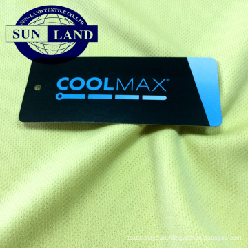 Malha chinesa fábrica 100 coolmax poliéster dry fit ilhós malha para t-shirt